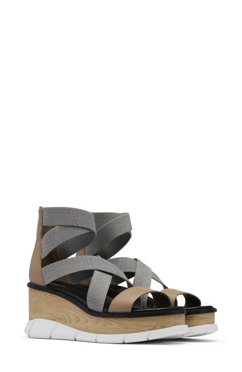 SOREL Joanie III Sport Strap Wedge Sandal in Omega Taupe/White at Nordstrom, Size 8.5