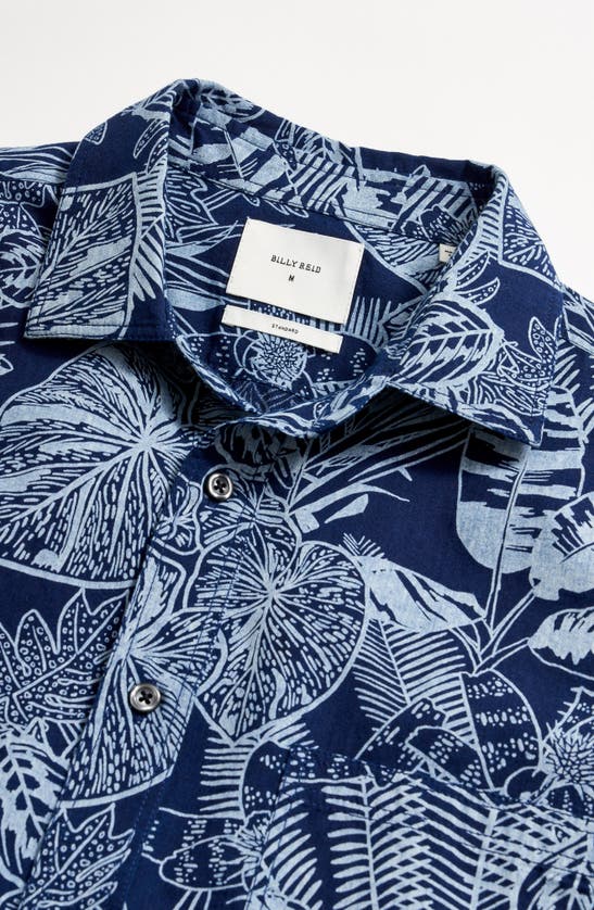 Shop Billy Reid Floral Short Sleeve Button-up Shirt In Indigo