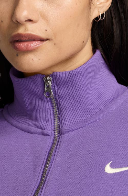 Shop Nike Sportswear Phoenix Fleece Crop Sweatshirt In Black Raspberry/sail