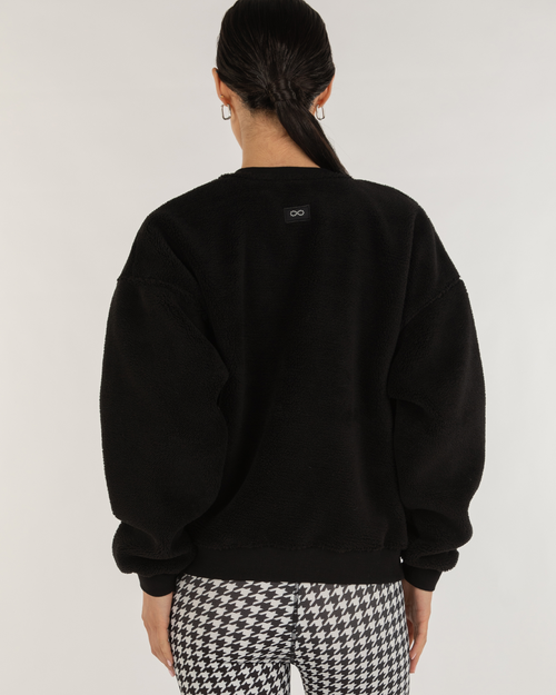 Shop Rebody Active Teddy Micro Fleece Lined Sweatshirt In Black