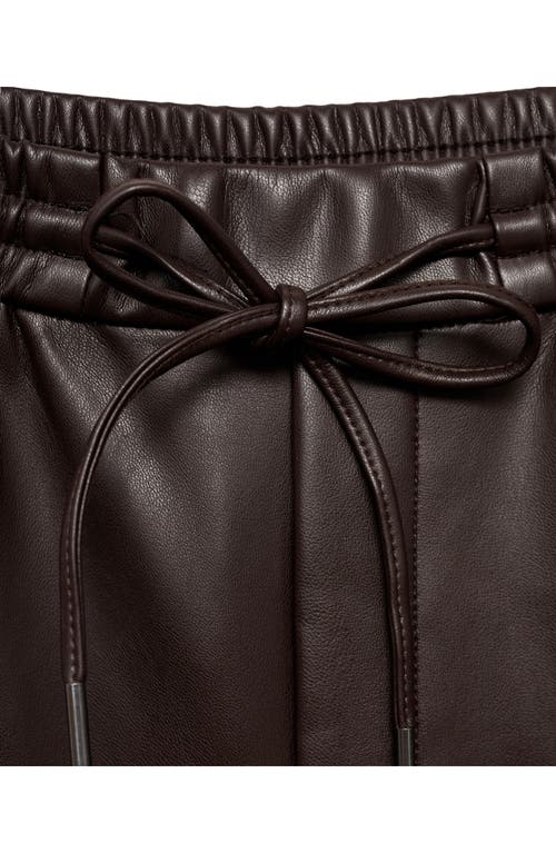 MANGO MANGO FAUX LEATHER DRAWSTRING PANTS 