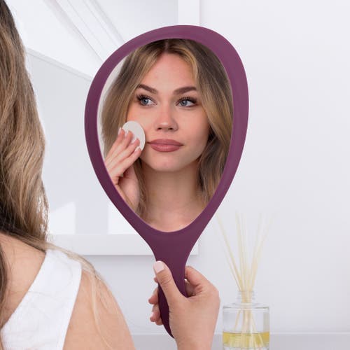 Zadro Teardrop Handheld Mirror With Handle In Purple Garnet