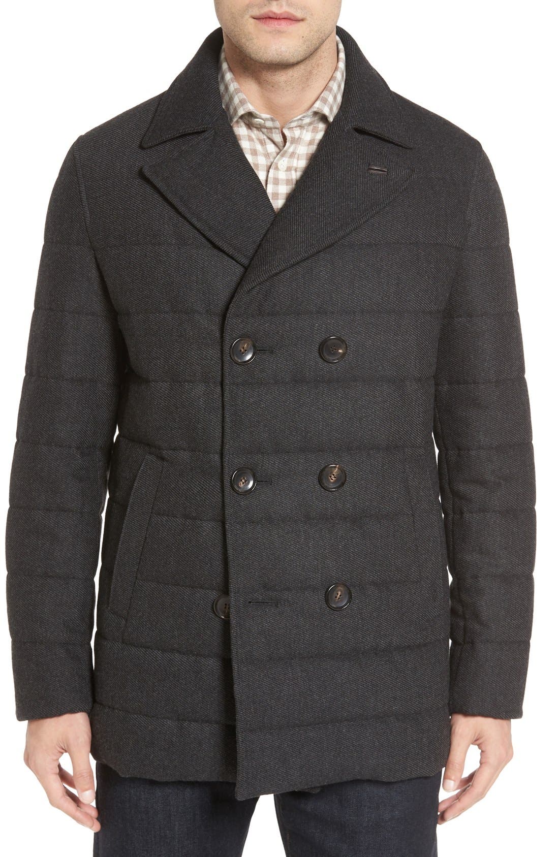 Luciano Barbera Quilted Down Wool Blend Peacoat Nordstrom