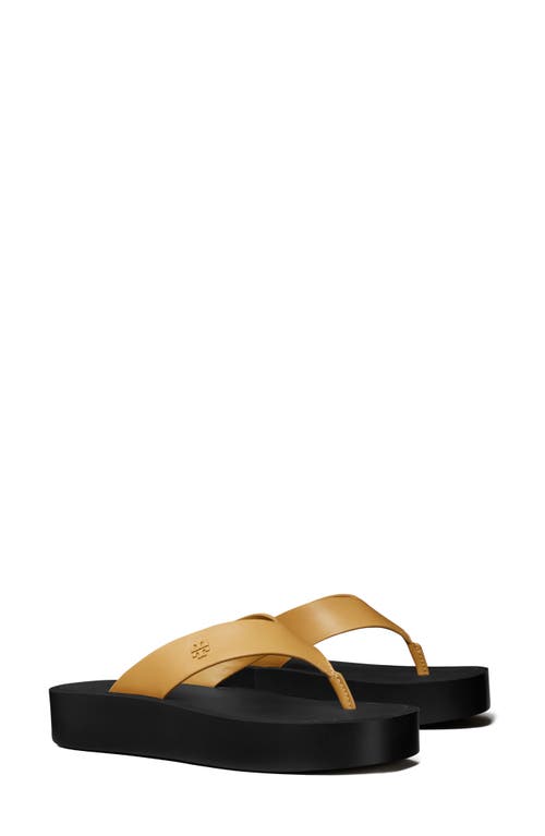 Shop Tory Burch Platform Flip Flop In Ginger Shortbread/black