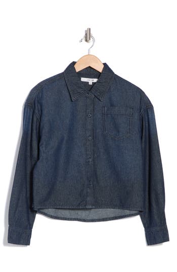 Joe's Crop Denim Shirt In Dark Indigo