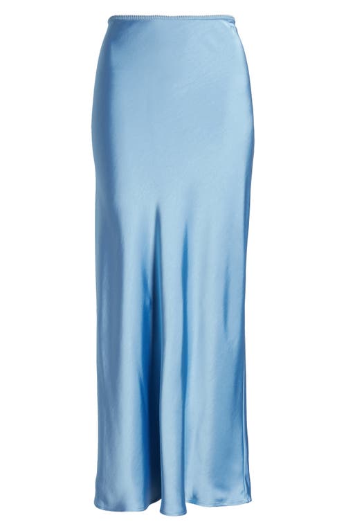Satin Midi Skirt in Blue Topsail