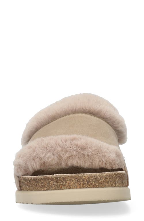 Mephisto Hemeline Faux Fur Slide Sandal In Light Taupe