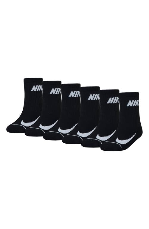 Shop Nike Kids' Simple Swoosh 6-pack Crew Socks In Black