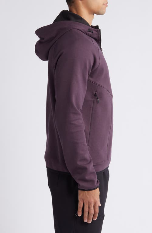 Shop Zella Powertek Full Zip Hoodie In Purple Plum