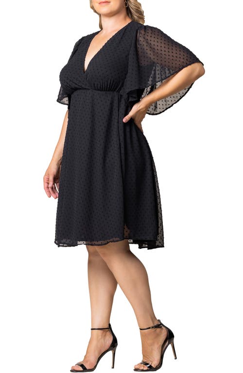 Kiyonna Florence Flutter Sleeve Dress In Onyx