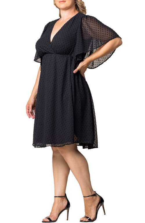 Shop Kiyonna Florence Flutter Sleeve Dress In Onyx