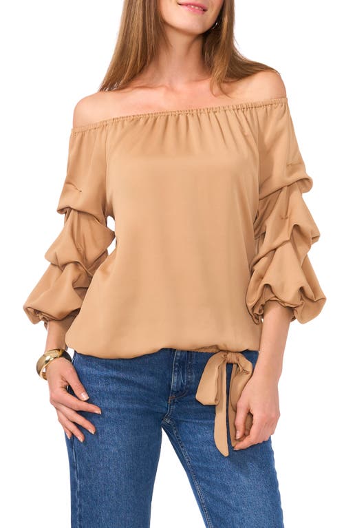 VINCE CAMUTO VINCE CAMUTO OFF THE SHOULDER BUBBLE SLEEVE TOP