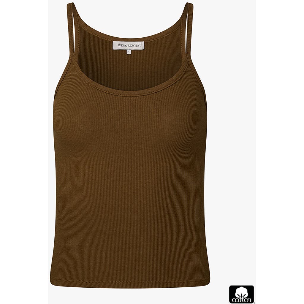 Weworewhat Scooped Ribbed Tank Top In Kangaroo