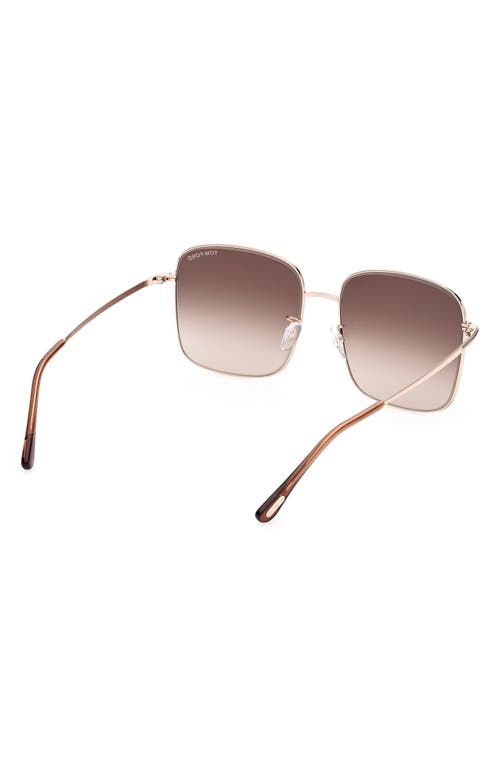 Shop Tom Ford 59mm Square Sunglasses In Shiny Rose Gold/brown