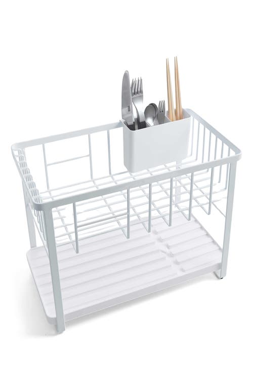 Yamazaki Tower 2 Level Dish Drainer Rack In White