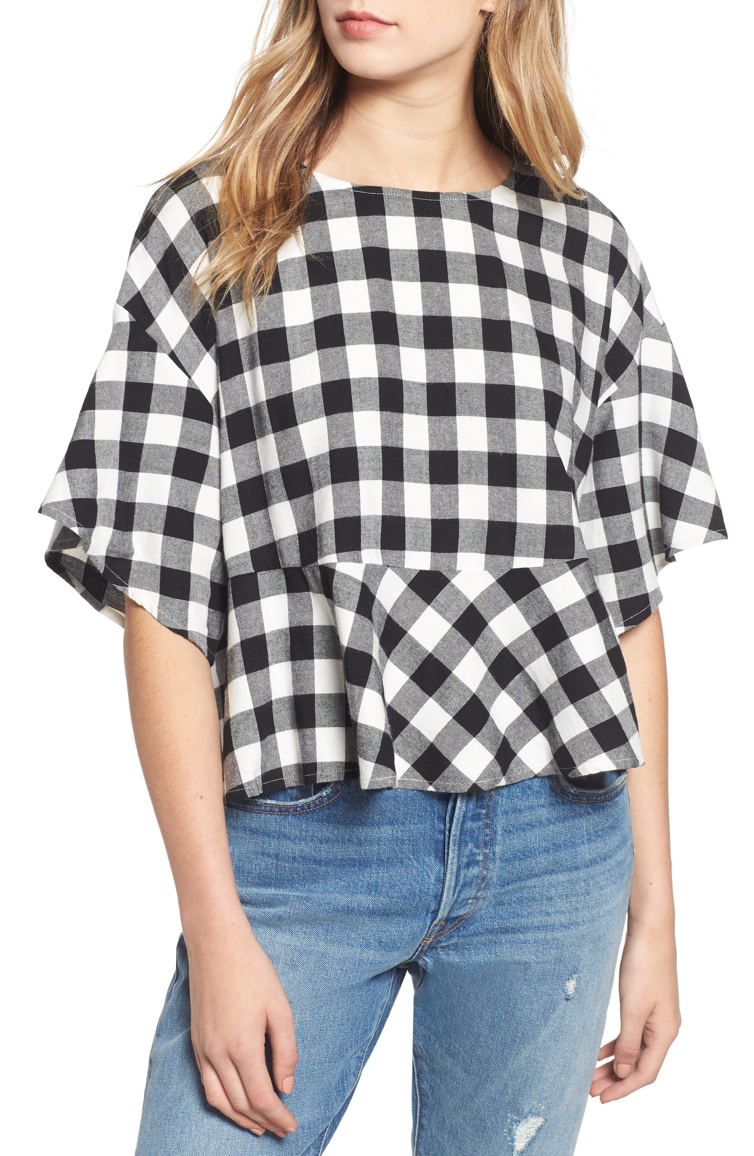 buffalo check peplum top