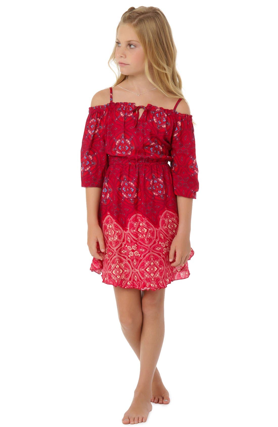 striped midi dress with sleeves