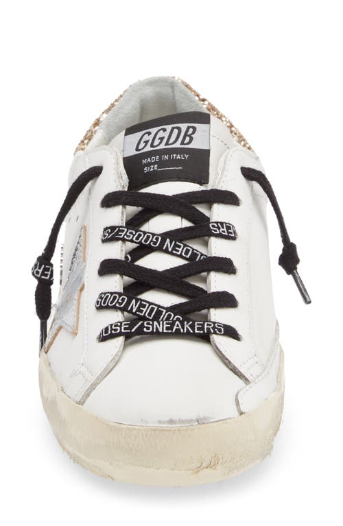Golden Goose Super-star Perm-noos Low Top Sneaker In White/silver/gold