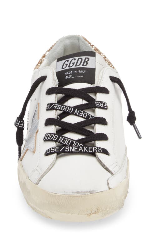 Shop Golden Goose Super-star Perm-noos Low Top Sneaker In White/silver/gold