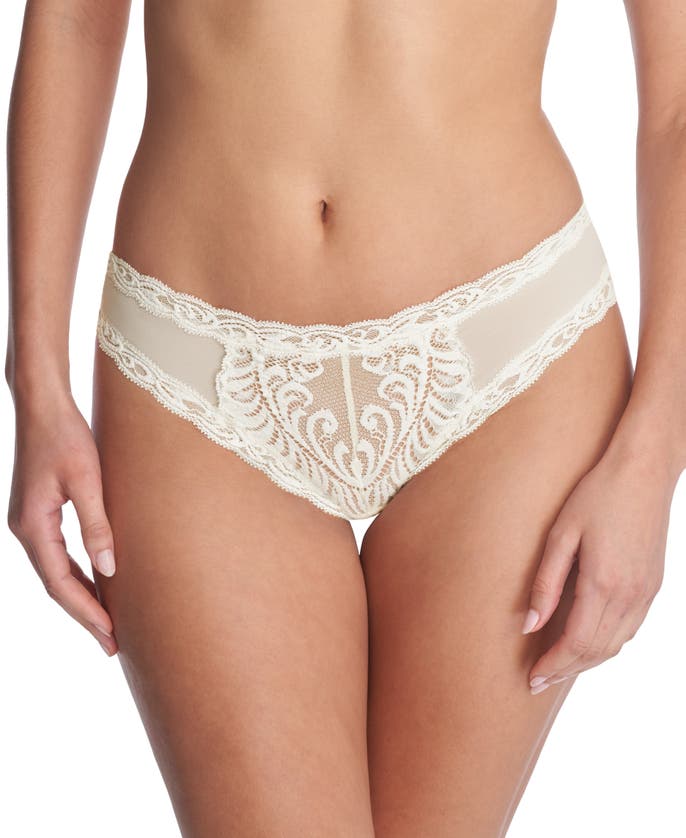 Shop Natori Feathers Lace Hipster In Ivory