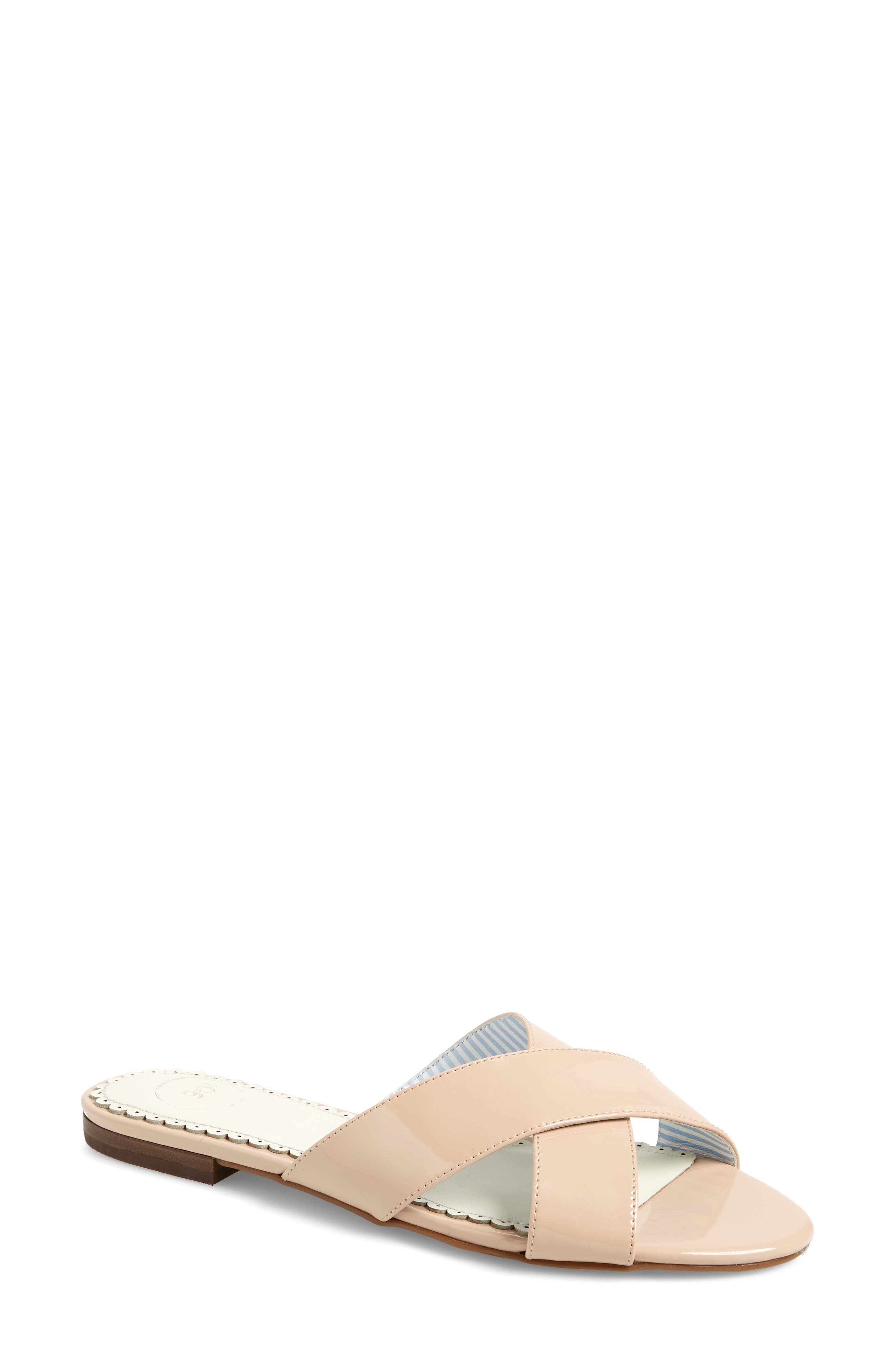 1901 Bryers Cross Band Slide Sandal, Beige