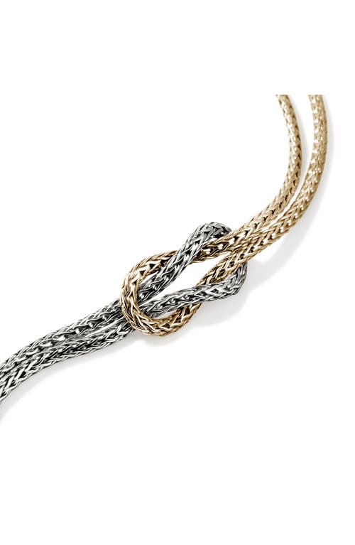 Shop John Hardy Love Knot Necklace, Gold, Sterling Silver, 1.8mm In Silver/gold