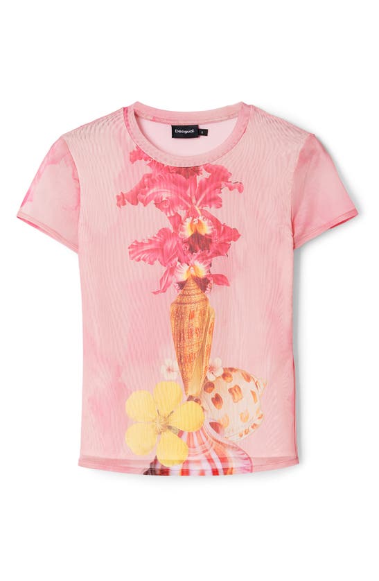 Shop Desigual Orchid & Shell Graphic T-shirt In Red