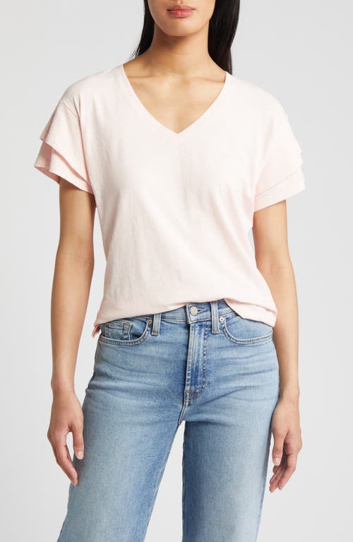 caslon(r) Flutter Sleeve Cotton & LinenTop at Nordstrom,