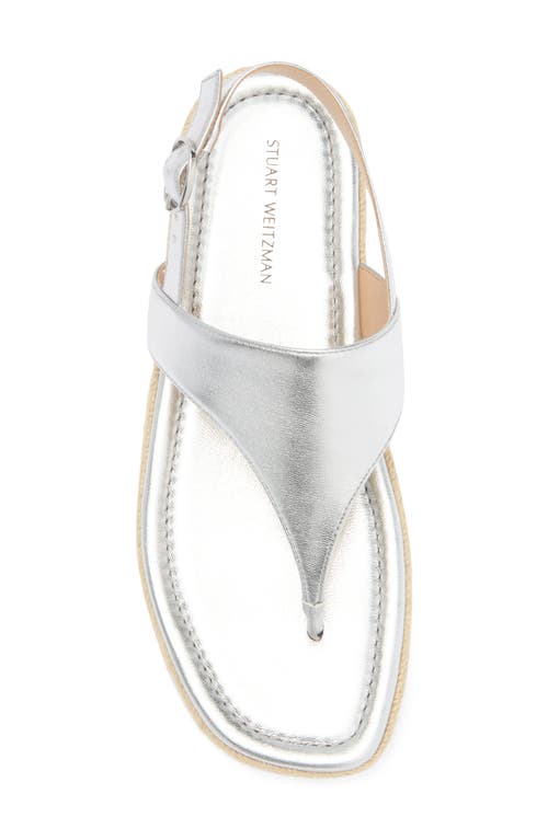 Stuart Weitzman Mel Patent Espadrille Flatform Sandal In Silver
