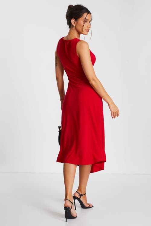 Quiz Ity Ruched Detail Midi Dress In Red