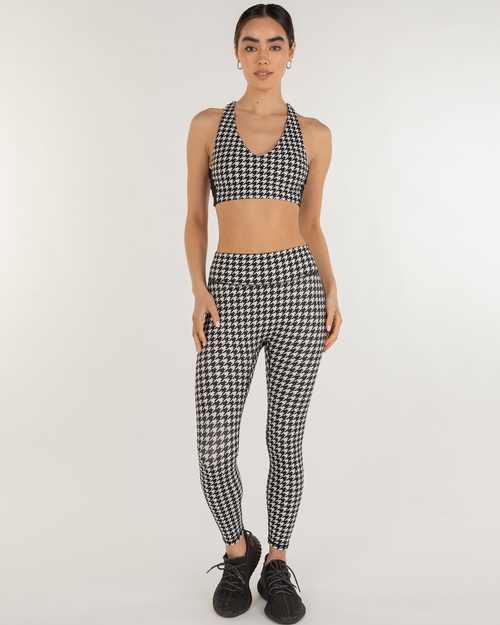 Rebody Active Hybrid Fleece Leggings High Waist 25" In White/black