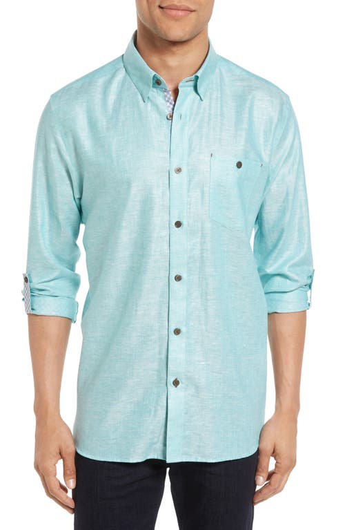 Shop Ted Baker London Laavno Extra Slim Fit Linen Blend Sport Shirt In Teal