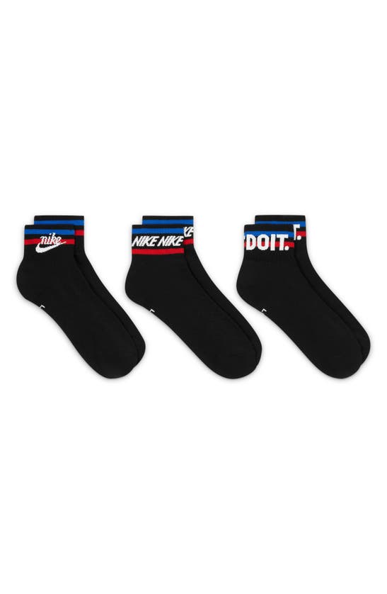 Shop Nike 3-pack Everyday Essential Crew Socks In Black/ White/ Game Royal
