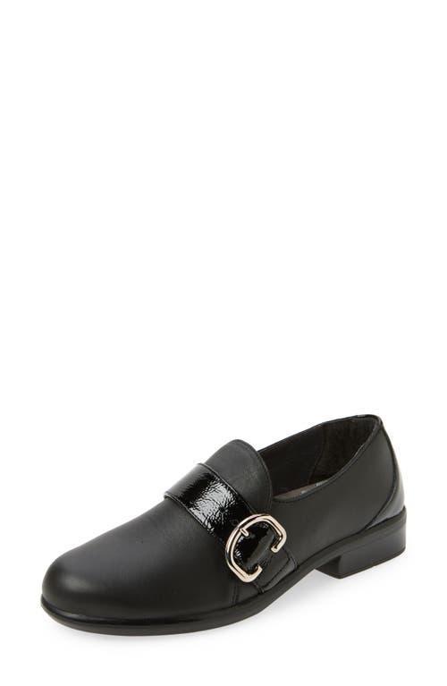 Naot Viscol Monk Strap Loafer In Jet Black/ Crinkle Patent