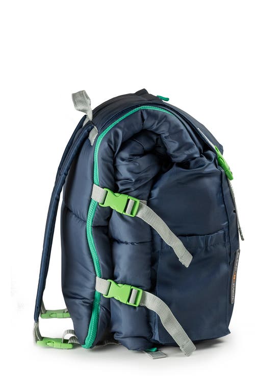 Mimish Kids' Sleep-n-pack Faux Shearling Lined Sleeping Bag Backpack In Dark Navy/stormy Grey