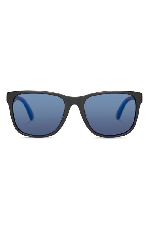 Toms Austin 56mm Polarized Square Sunglasses In Matte Black/zeiss Blue Polar