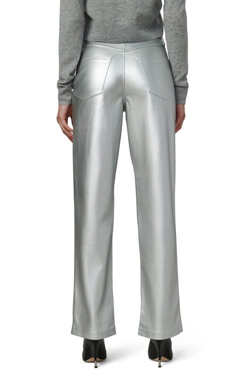 Shop Joe's The Margot High Waist Relaxed Straight Leg Faux Leather Jeans In Plated Silver