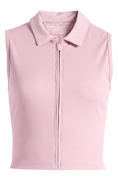 Shop Travismathew Midline Zip Polo Tank In Mauve Shadows