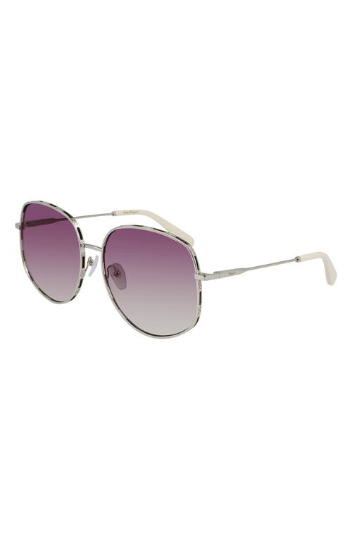 Shop Ferragamo 61mm Gancini Oversize Sunglasses In Gold/ivory