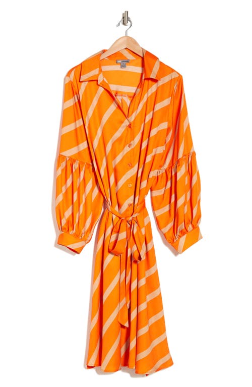 By Design Castaway Stripe Long Sleeve Shirtdress In Exuberance/iced Coffee