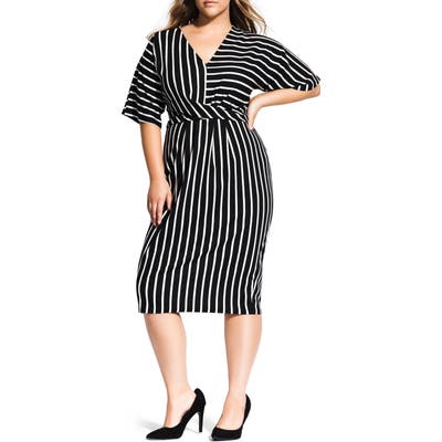 Plus Size City Chic Stripe Midi Dress, Black