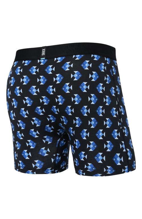 Shop Saxx Droptemp™ Cooling Cotton Boxer Briefs In Aquatic Check-black