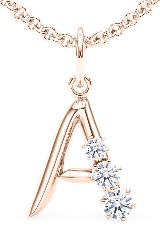 Hautecarat Graduated Lab-created Diamond Initial Letter Pendant Necklace In A - 18k Rose Gold