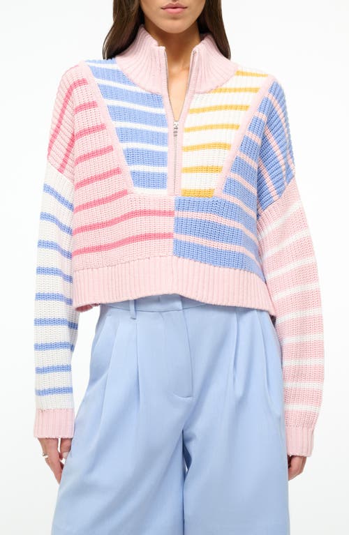 STAUD Hamptom Stripe Half Zip Sweater Sunset at Nordstrom,