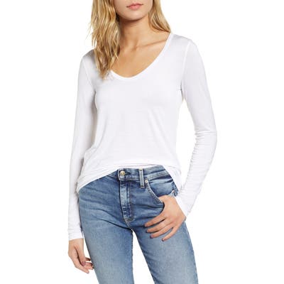 Splendid Scoop Neck Jersey Tee, White