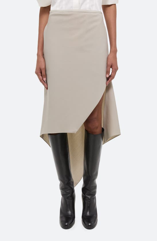Shop Helmut Lang Scarf Hem Virgin Wool Maxi Skirt In Sand