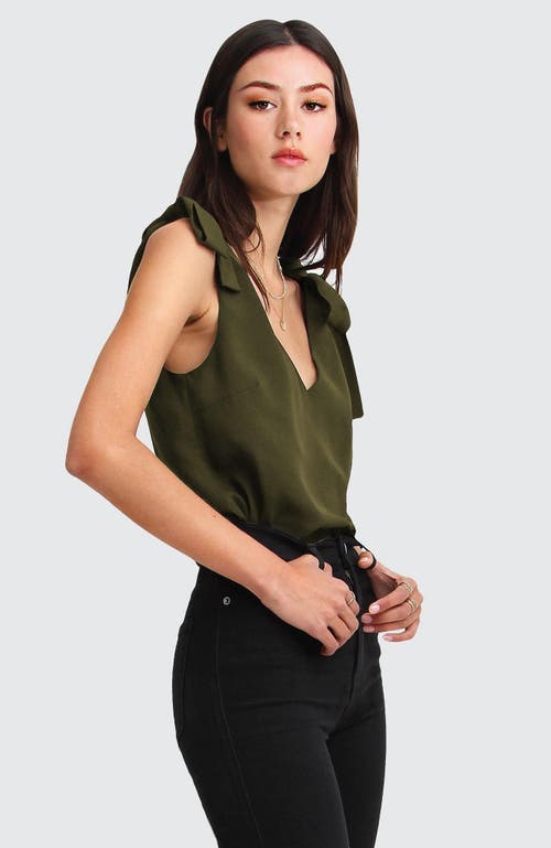 Belle & Bloom Feel For You V-neck Top In Military