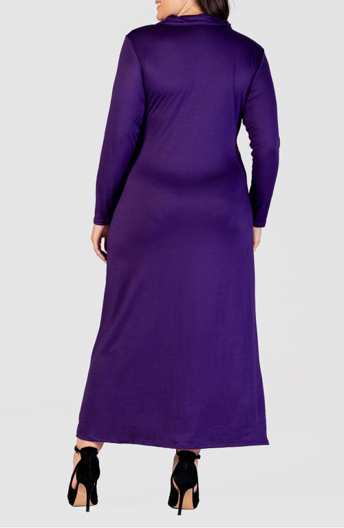 24seven Comfort Apparel Plus Size Collared Wrap Maxi Dress In Purple
