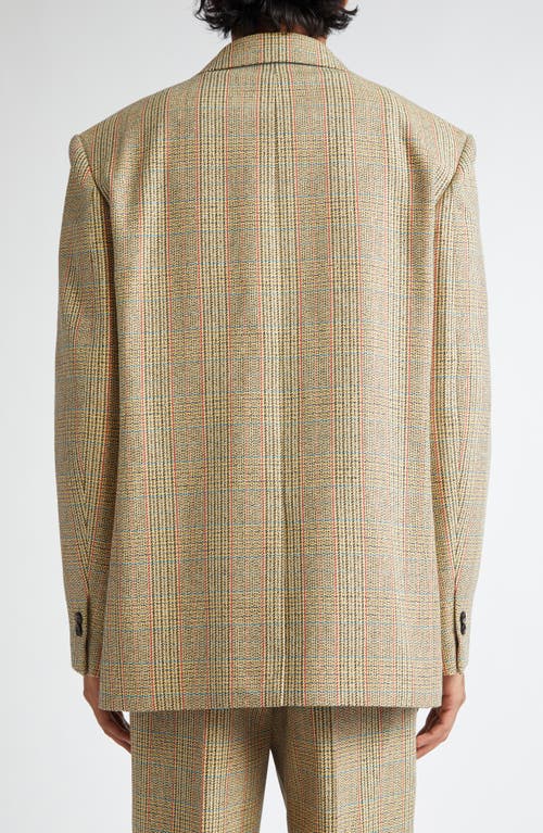 Bottega Veneta Distorted Prince Of Wales Wool Blend Sport Coat In Beige/yellow/blue