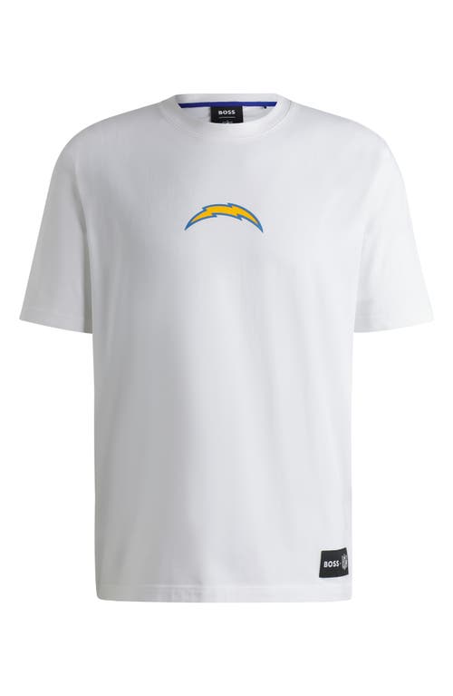 Shop Hugo Boss Boss X Nfl Stretch Cotton Graphic T-shirt In La Chargers - White